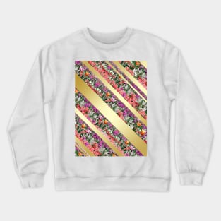 Beautiful Spring Flowers with gold stripes luxury design Holiday Boho style Crewneck Sweatshirt